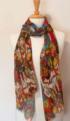 Rangoli Temple Print Modal Silk Scarf Rangoli Temple Print Modal Silk Scarf