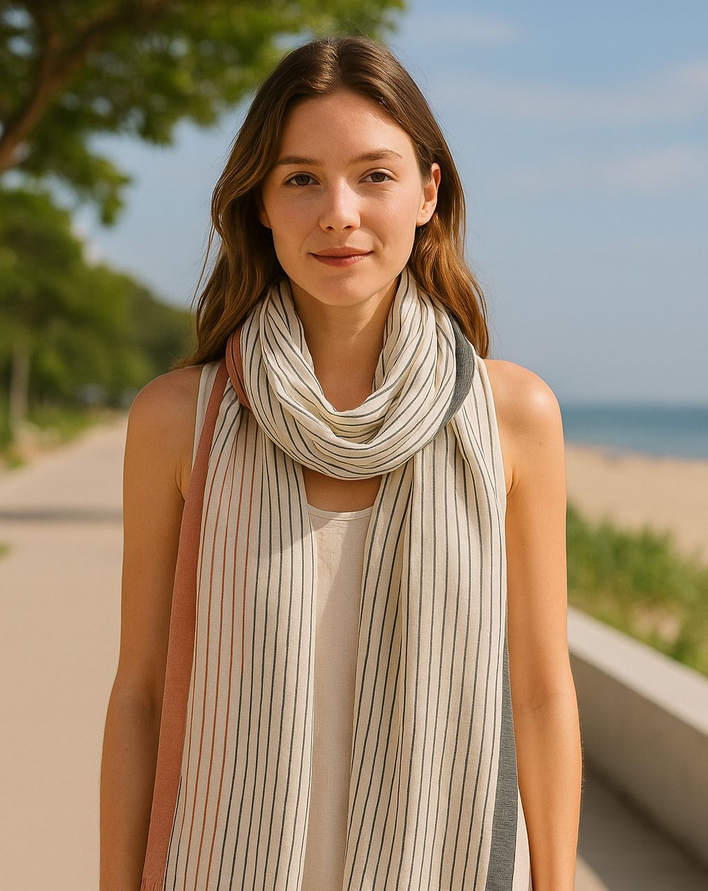 Tana Hand Woven Stripe Cotton Scarf - Last one!