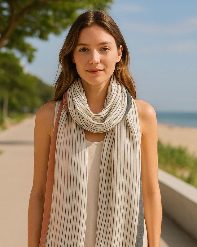 Tana Hand Woven Stripe Cotton Scarf - Last one!