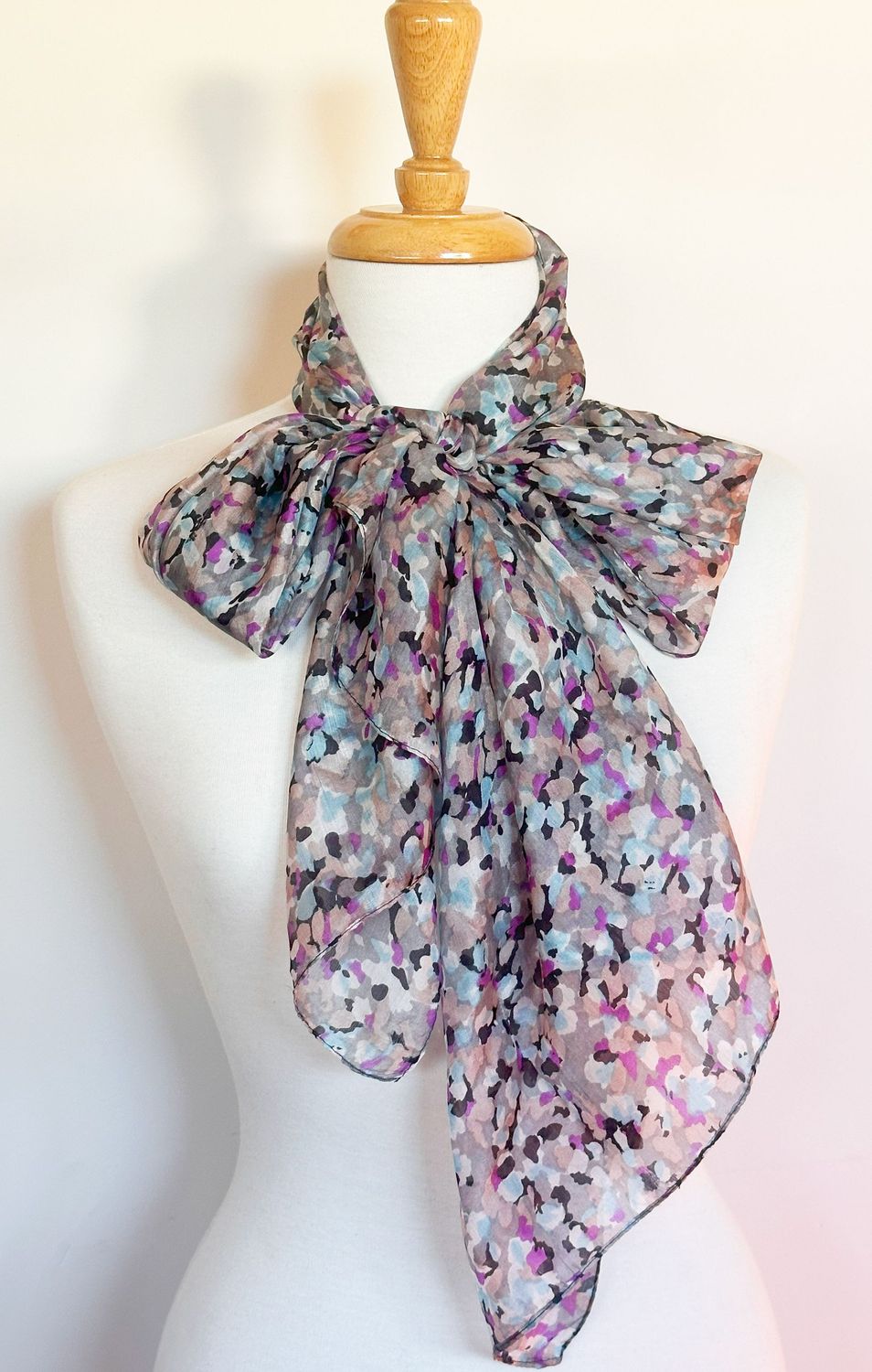Whimsy Abstract Petal Print Pure Silk Scarf
