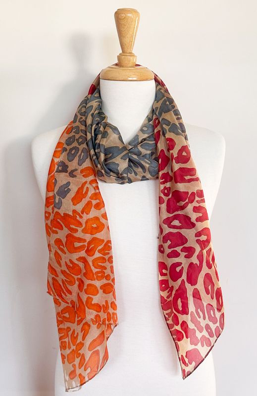 Feline Abstract Animal Print Pure Silk Scarf Feline Abstract Animal Print Pure Silk Scarf