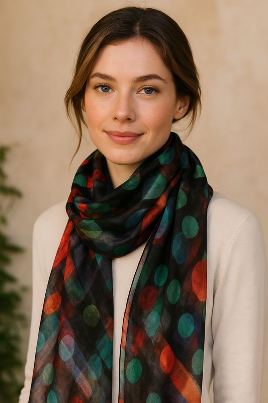 Celine Abstract Spot Pure Silk Scarf - Soft and Luxurious!