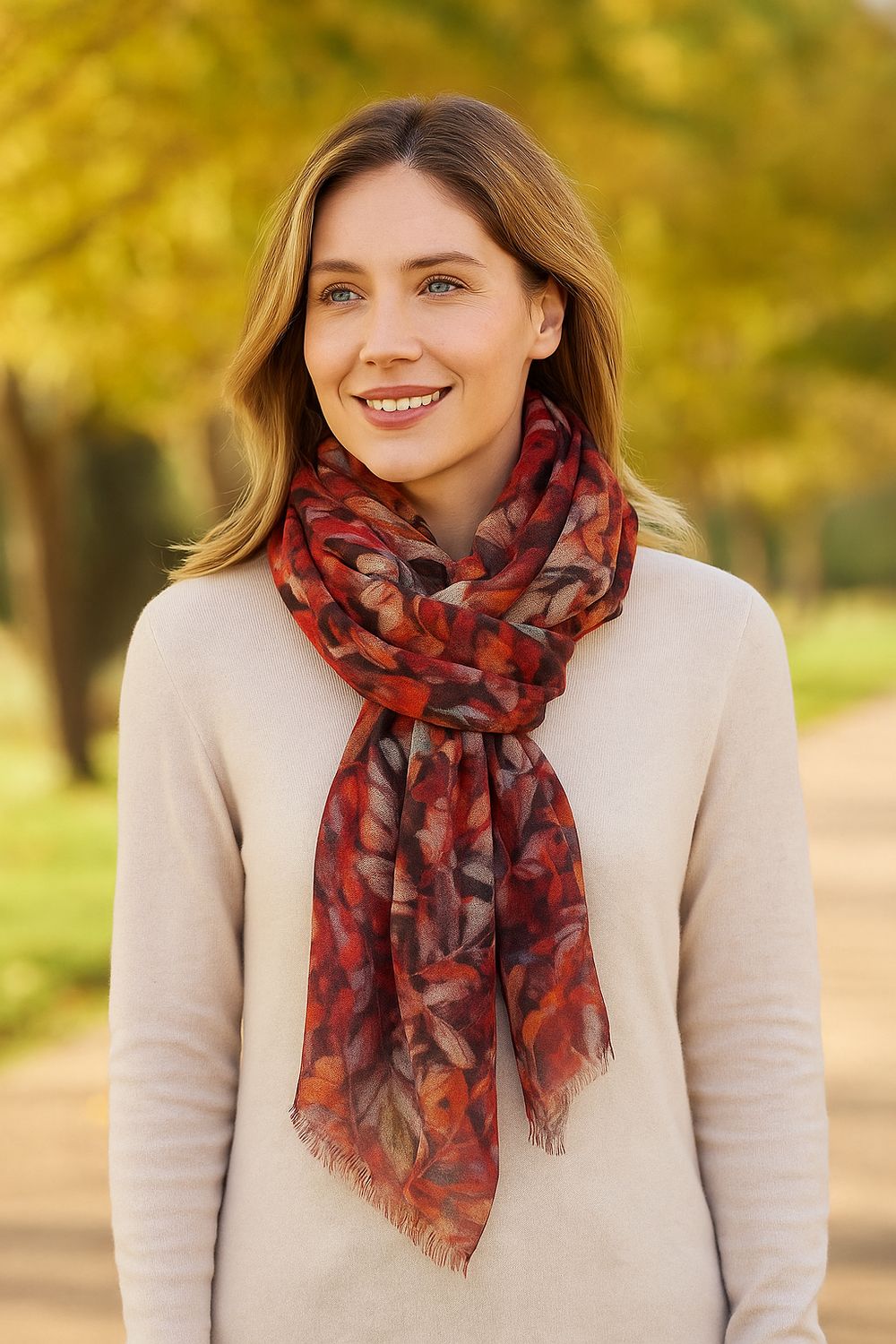 Carmela Autumn inspired Wool Modal Scarf - Soft and Luxurious