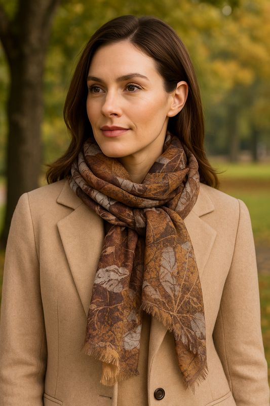 Folio Leaf Pure Wool Modal Scarf - Soft and Luxurious