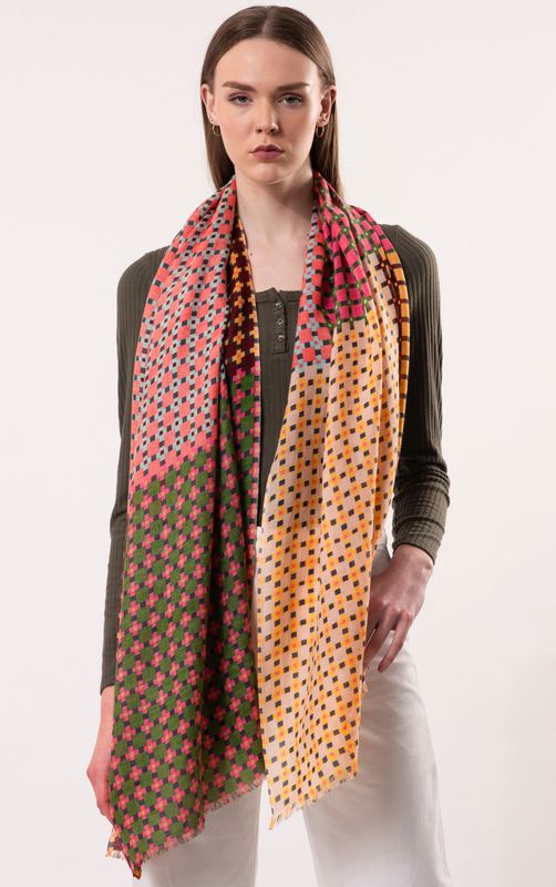 Pixel Micro-check Print Wool Modal Scarf | DLUX Pixel Micro-check Print Wool Modal Scarf | DLUX