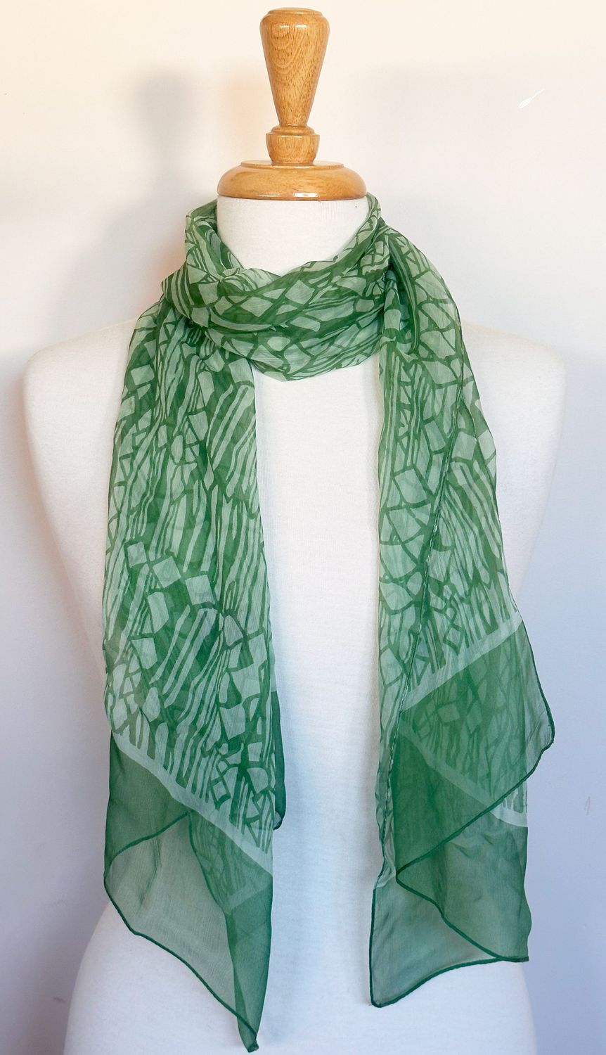 Diamo Abstract Geometric Print Pure Silk Scarf
