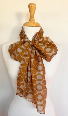 Orbit Dots & Ellipse Print Pure Silk Scarf