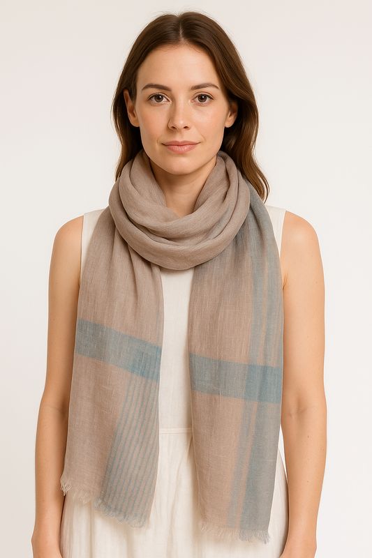 Vintage Woven Stripes  Linen Scarf