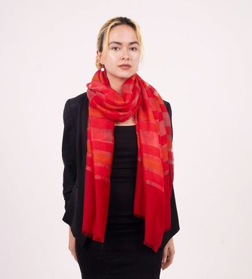 Mae Woven Stripe Wool Silk Scarf