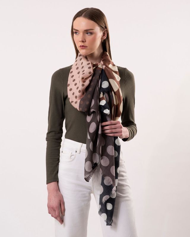 Futura Chequered Spot Merino Wool Silk Scarf - Navy | DLUX
