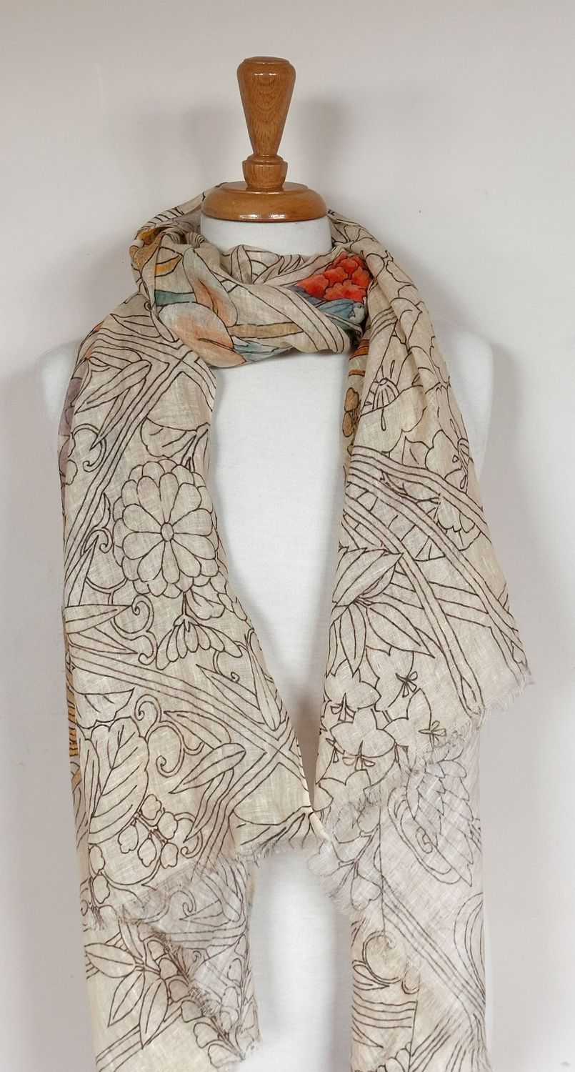 Petal Printed  Linen Scarf