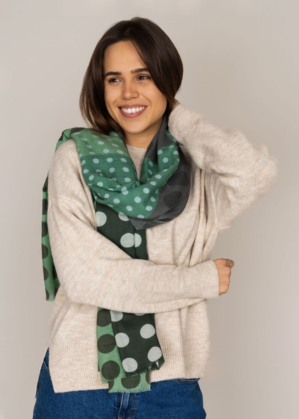 Futura Chequered Spot Merino Wool Silk Scarf - Luxurious and Stylish | DLUX Futura Chequered Spot Merino Wool Silk Scarf - Luxurious and Stylish | DLUX