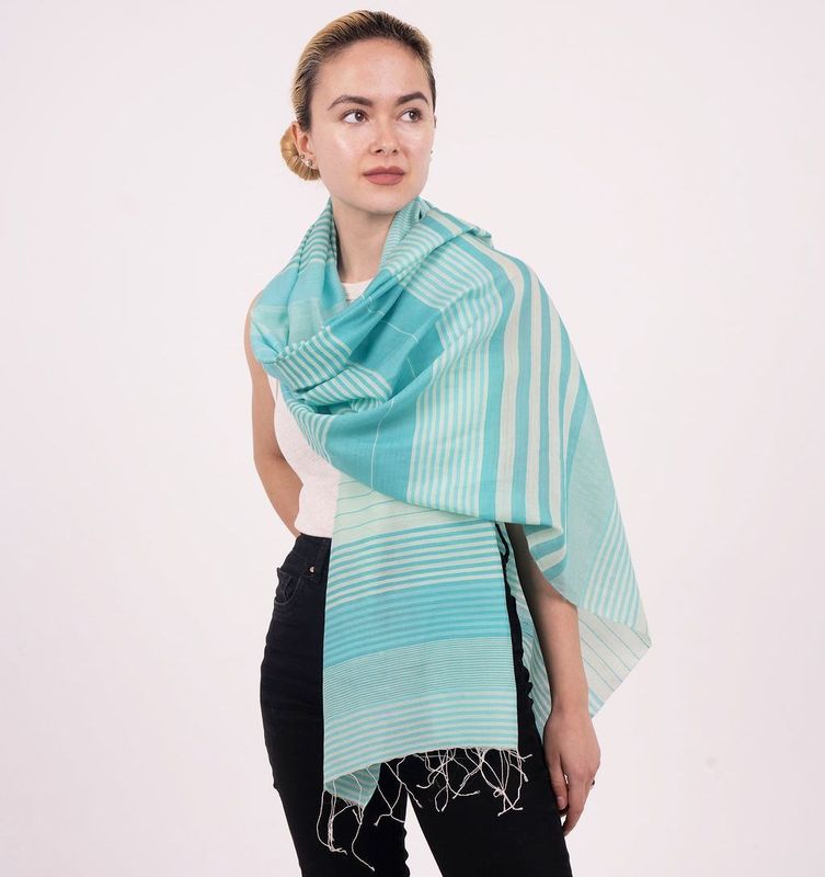 Caspia Stripe Silk Cotton Handloom Scarf