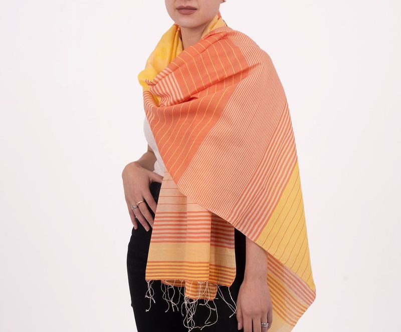 Caspia Stripe Silk Cotton Handloom Scarf