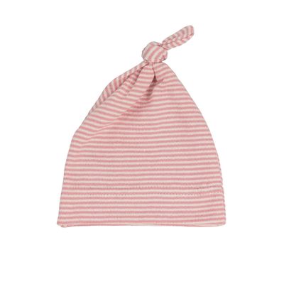 Topknot Baby Hat - Soft Cotton Fine Stripe Knit | DLUX Baby