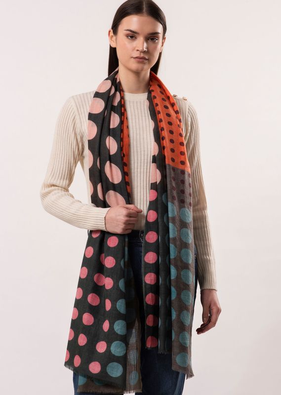 Futura Chequered Spot Merino Wool Silk Scarf - Last few
