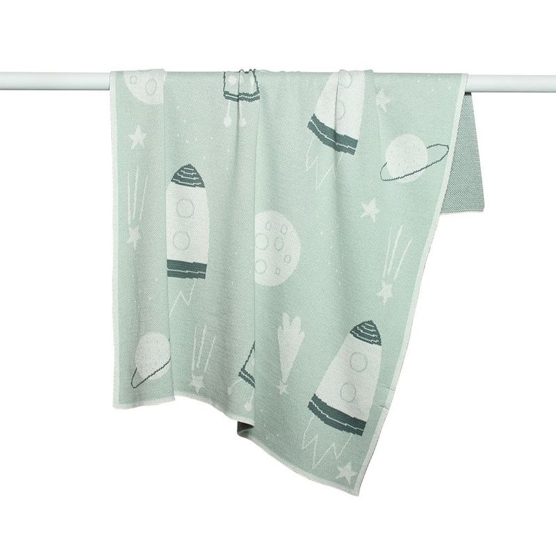 DLUX Baby Space Race Stroller Blanket with rockets and shooting stars design, free gift wrapping