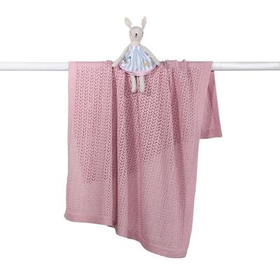 Bailey Pointelle Baby Stroller Blanket - Soft and Premium Cotton DLUX Baby Bailey Pointelle Stroller Blanket with intricate design and free gift wrapping.