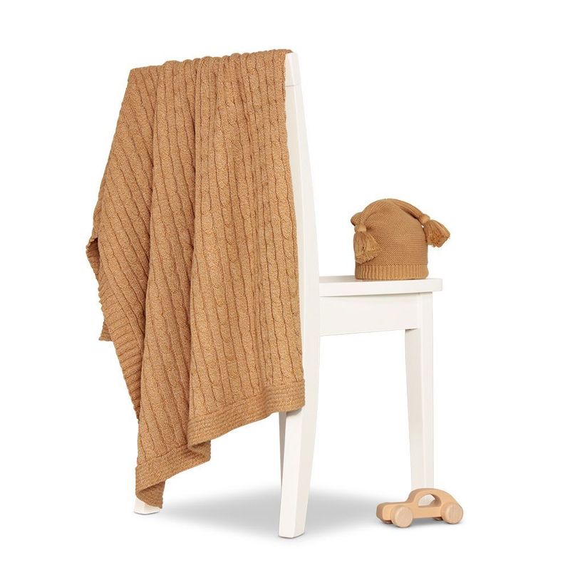 DLUX Baby Sammi Cable Stroller Blanket with classic cable design and free gift wrapping.
