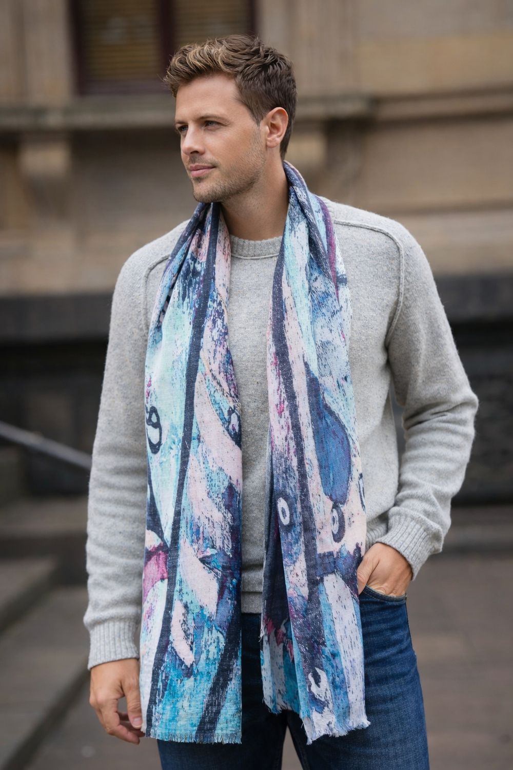 Daydream Abstract Art Pure Wool Men's Scarf | DLUX