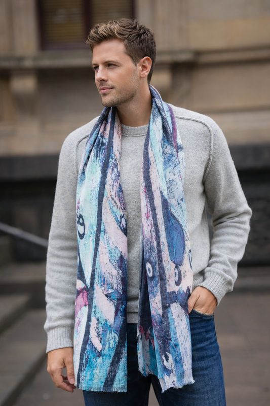 Daydream Abstract Art Pure Wool Men's Scarf | DLUX