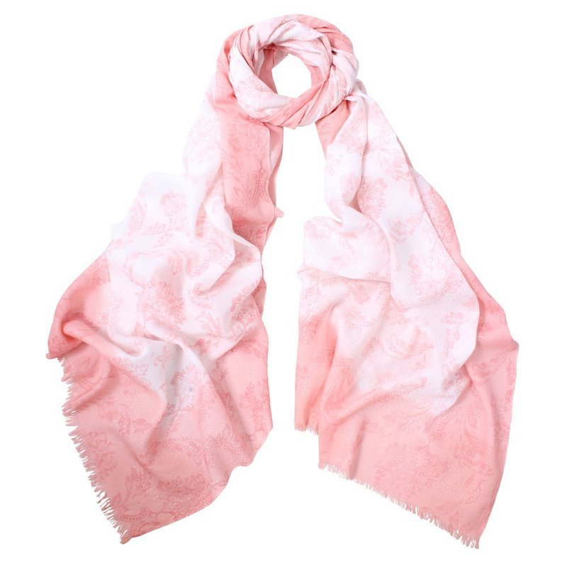 Tess Paisley Hand Printed Pure Cotton scarf Coral