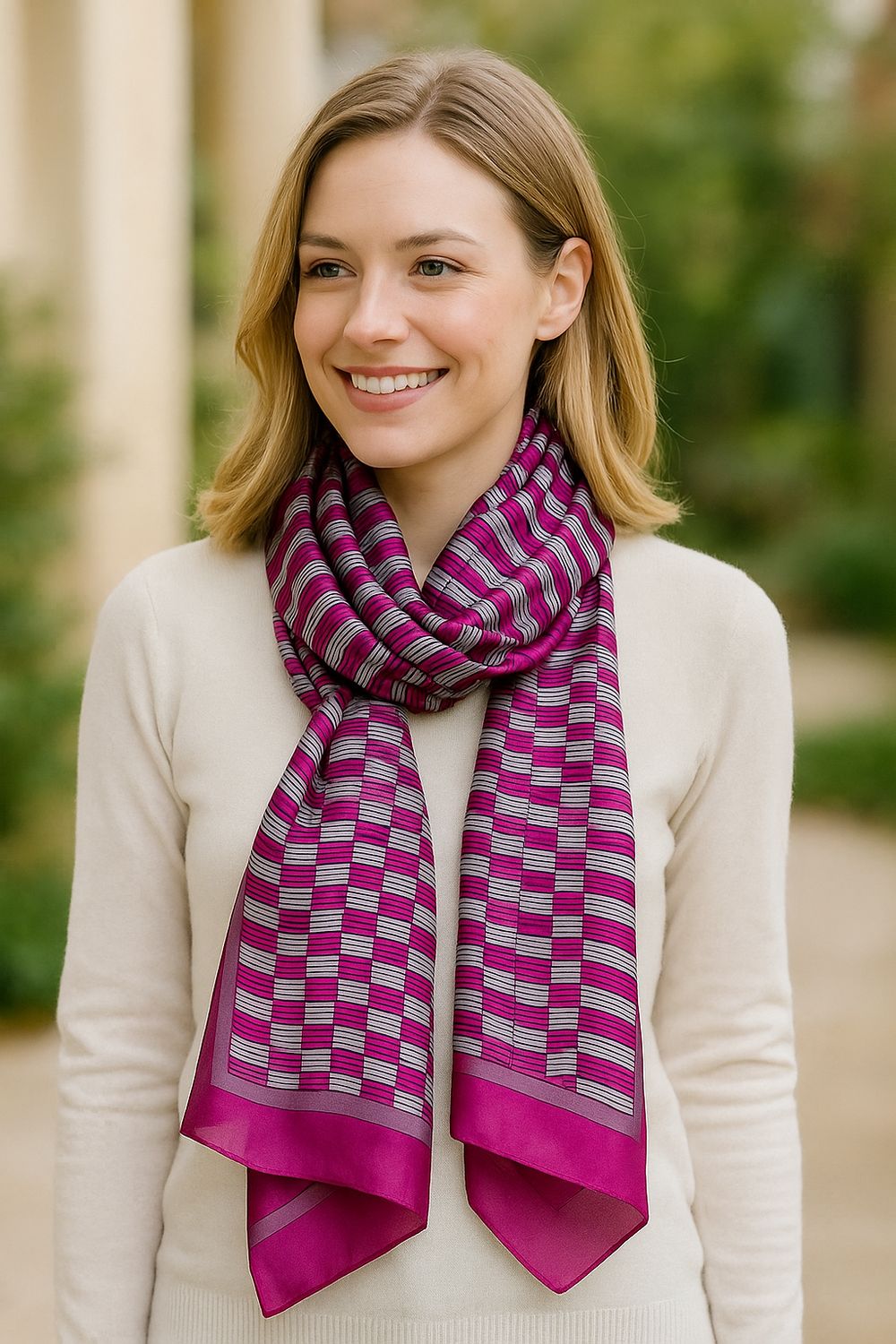 Benson Hand printed Pure Silk  Scarf - last few!