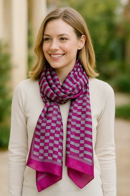 Benson Hand printed Pure Silk  Scarf - last few!