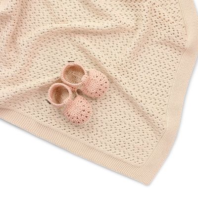 Bailey Pointelle Baby Stroller Blanket - Soft and Premium Cotton DLUX Baby Bailey Pointelle Stroller Blanket with intricate design and free gift wrapping.