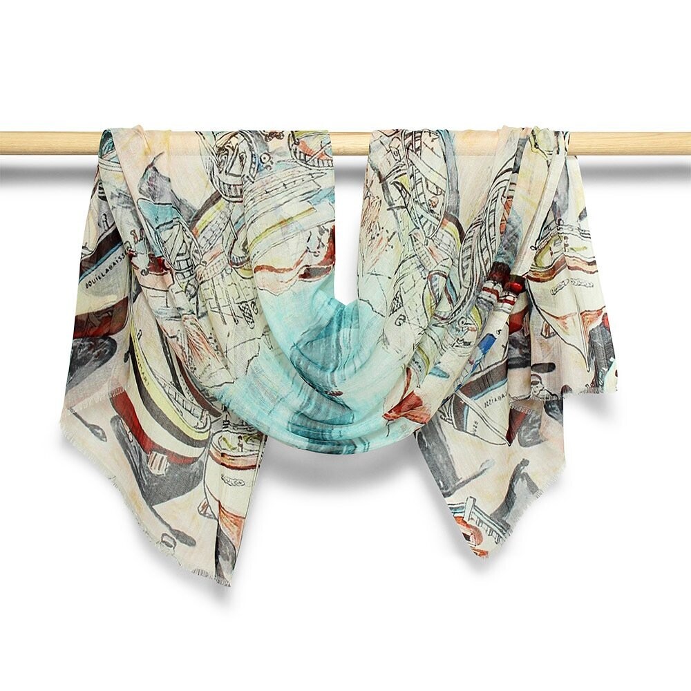 Genoa Scene Cotton Silk Scarf - last one! Genoa Scene Cotton Silk Scarf - last one!