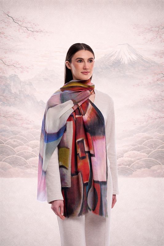 Festival Abstract Merino Wool Scarf