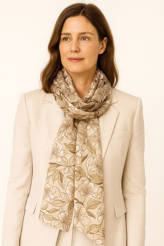 Florenza Botanical Print Pure Silk Scarf Florenza Botanical Print Pure Silk Scarf