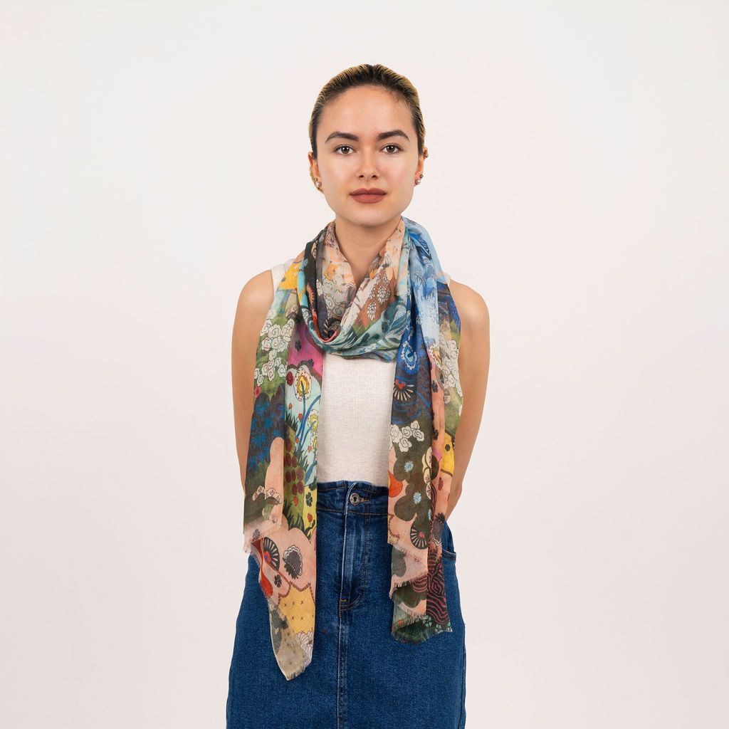 Reef Multi Colour Modal Silk Scarf