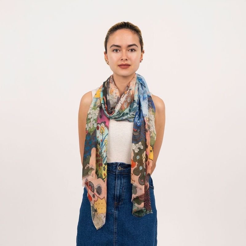 Reef Multi Colour Modal Silk Scarf Reef Multi Colour Modal Silk Scarf