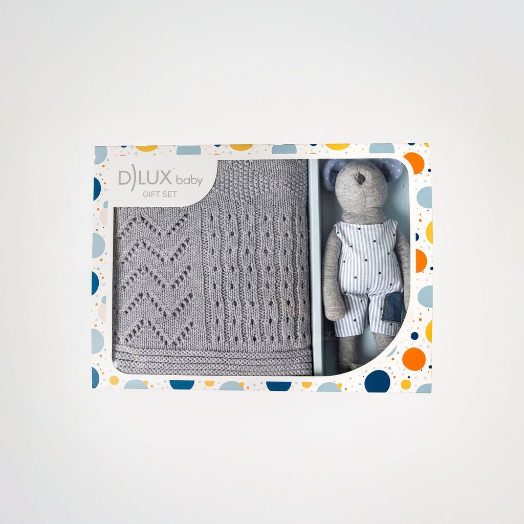 Little Blue Mouse Luxury Baby Gift Set – Knit Blanket & Cuddly Toy | Newborn Shower Gift | Gender Neutral Baby Gift Box Little Blue Mouse Luxury Baby Gift Set – Knit Blanket & Cuddly Toy | Newborn Shower Gift | Gender Neutral Baby Gift Box