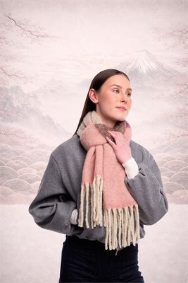 Muse Colour Blocked Chunky Wool Mohair Scarf