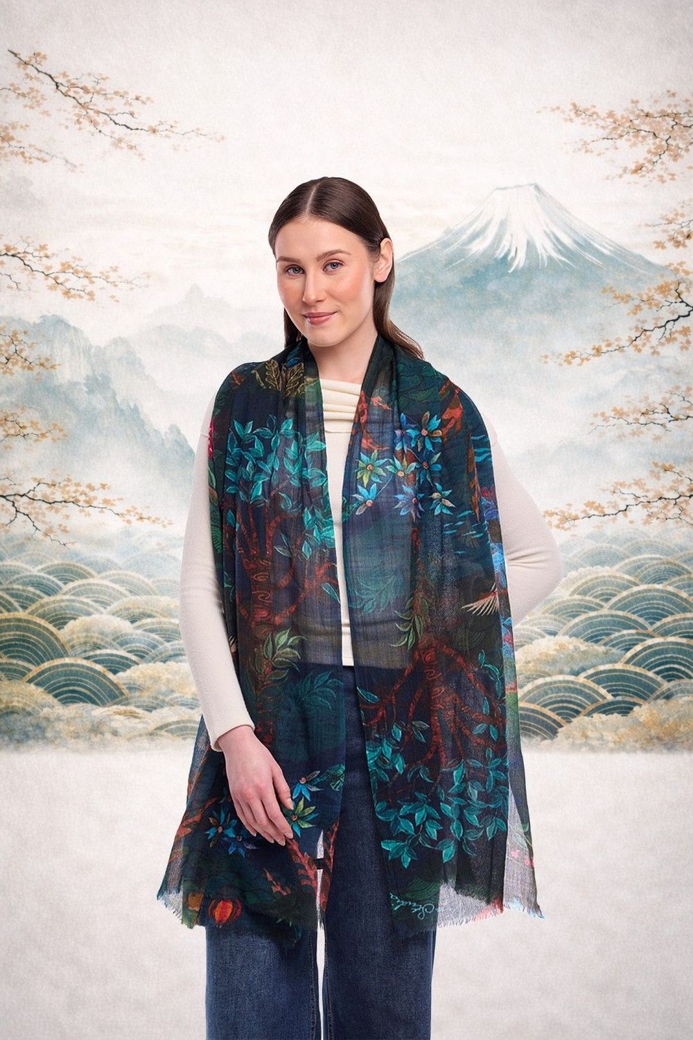 Eden Lush Garden Wool Silk Scarf