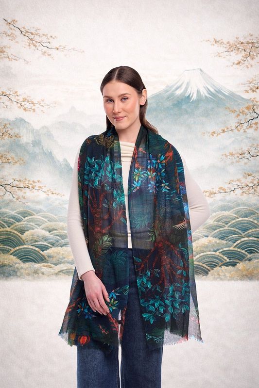 Eden Lush Garden Wool Silk Scarf