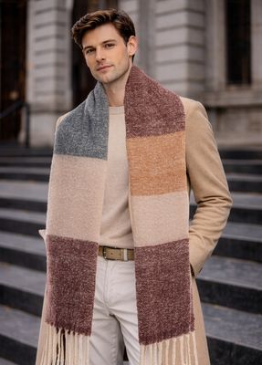 Muse Colour Blocked Chunky Wool Mohair Scarf Muse Colour Blocked Chunky Wool Mohair Scarf