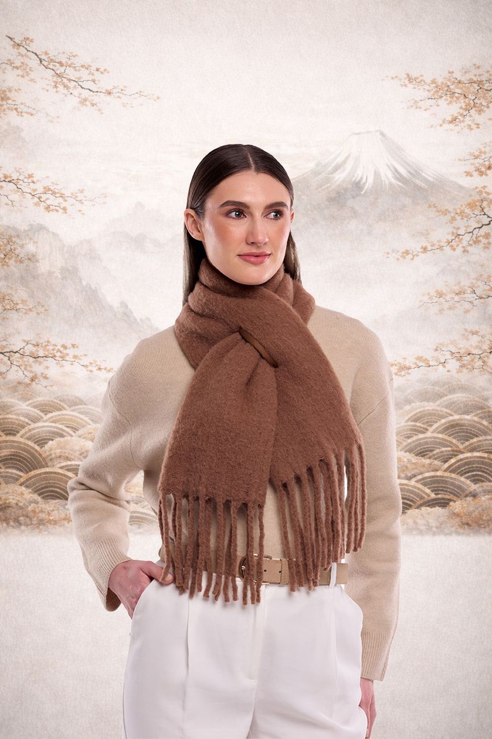 Cocoon Tuck In Chunky Wool Mohair Scarf