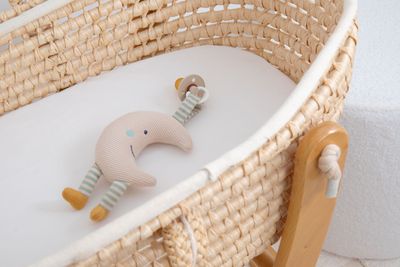 Moon Knit Rattle/Pacifier Holder - OEKO-TEX Cotton Standard 100