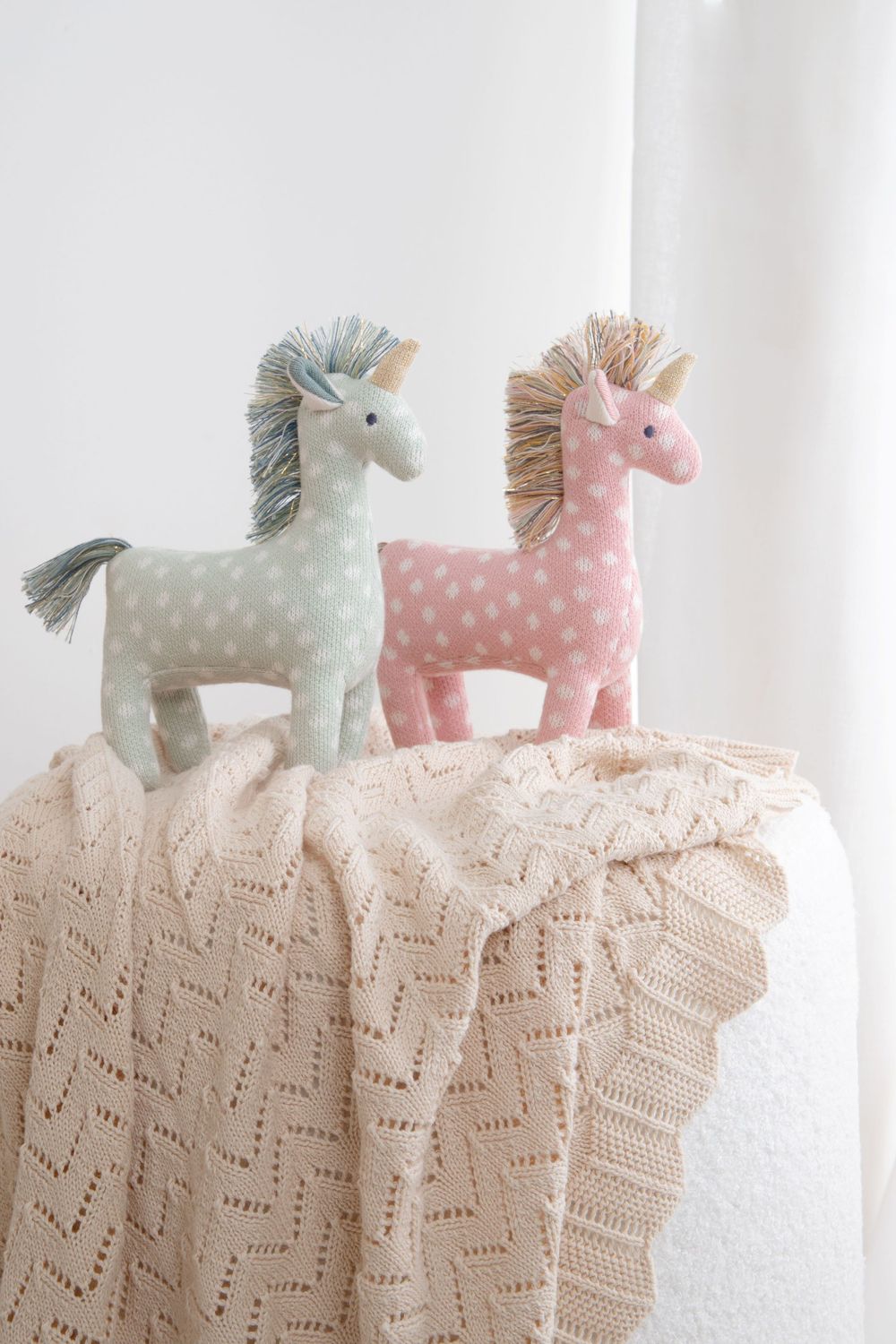 Charming Unicorn Knit Rattle Toy - OEKO-TEX Cotton Standard 100