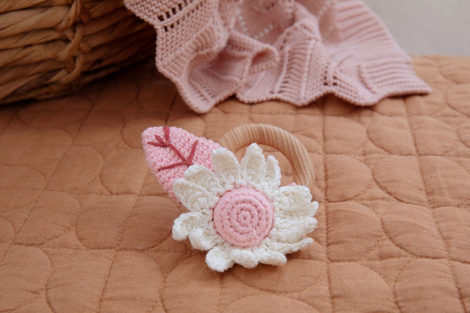 Bloom Flower Hand Crocheted Rattle