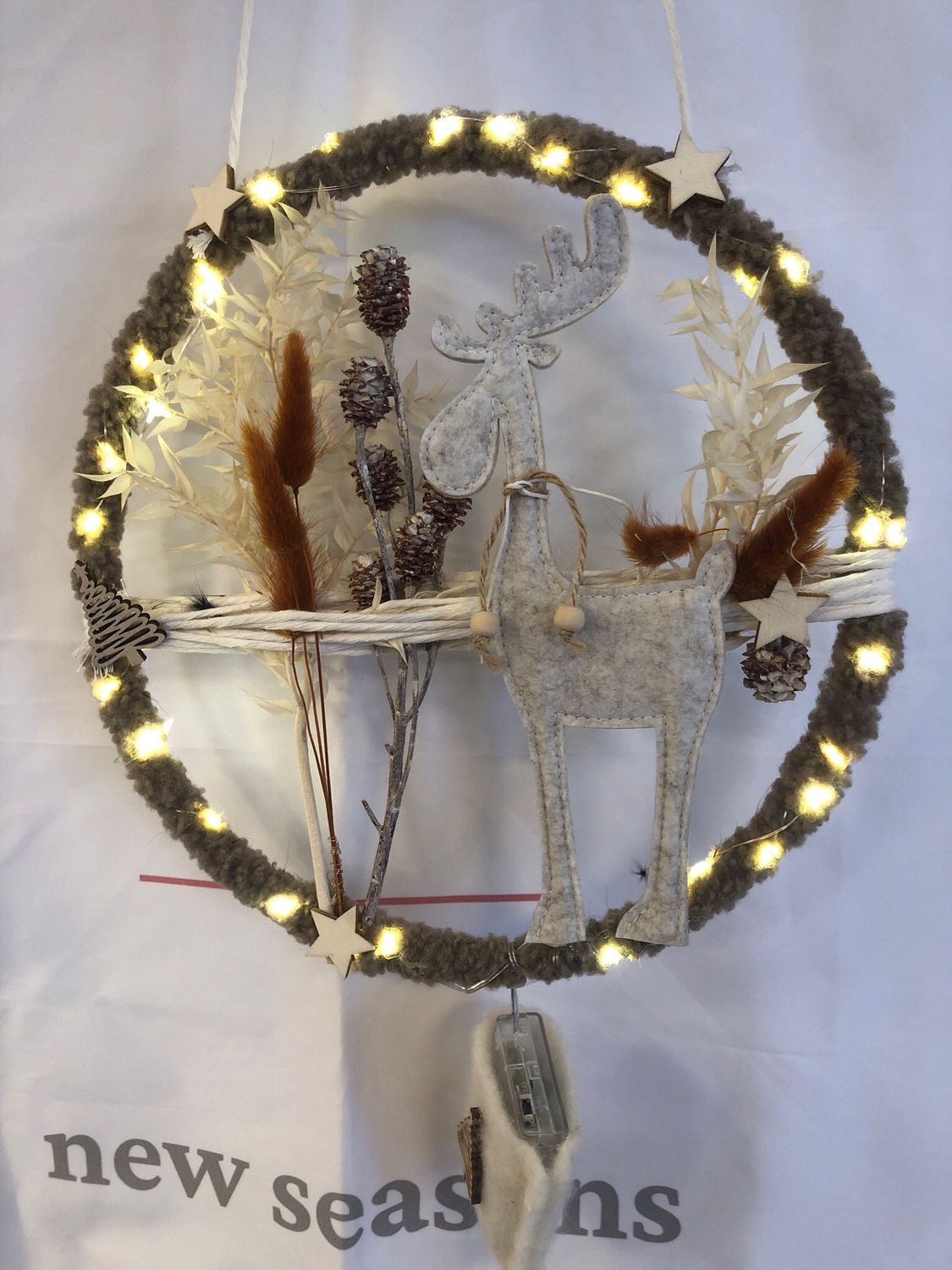 Dekoring mit LED , 30 cm braun / Natur