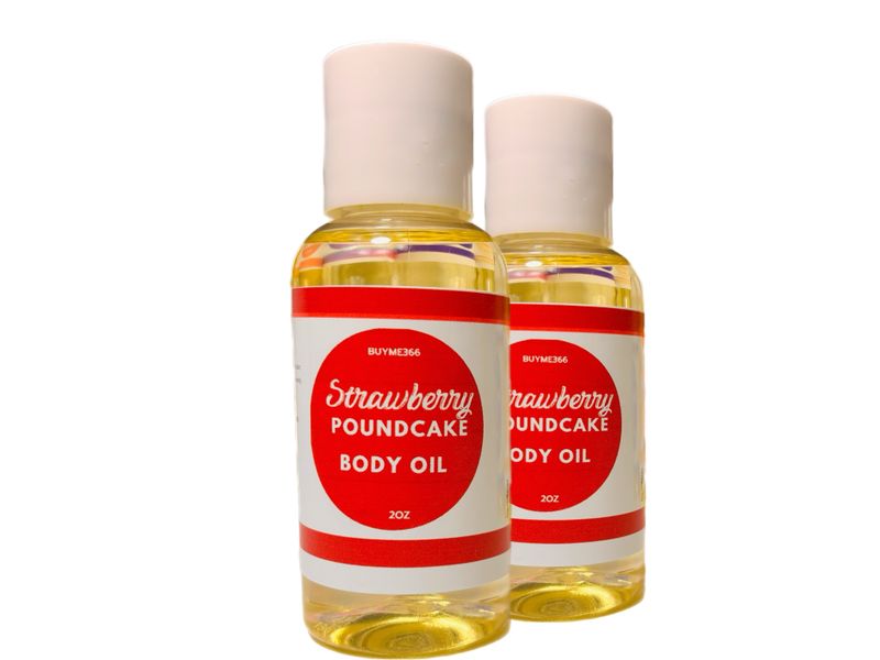 Moisturizing mildly scented strawberry poundcake Body Oil 2oz Travel size