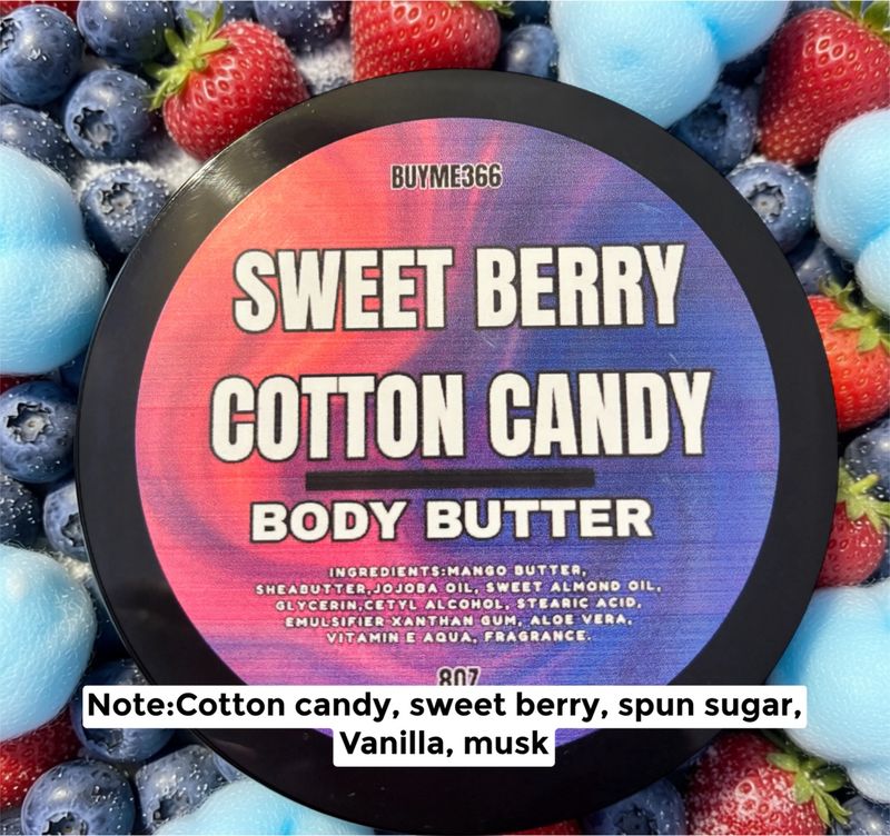 Sweet Berry Cotton Candy Mildly Scented Body Butter 8oz