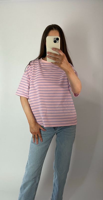 Oversize T-Shirt mit Streifen rose lavender