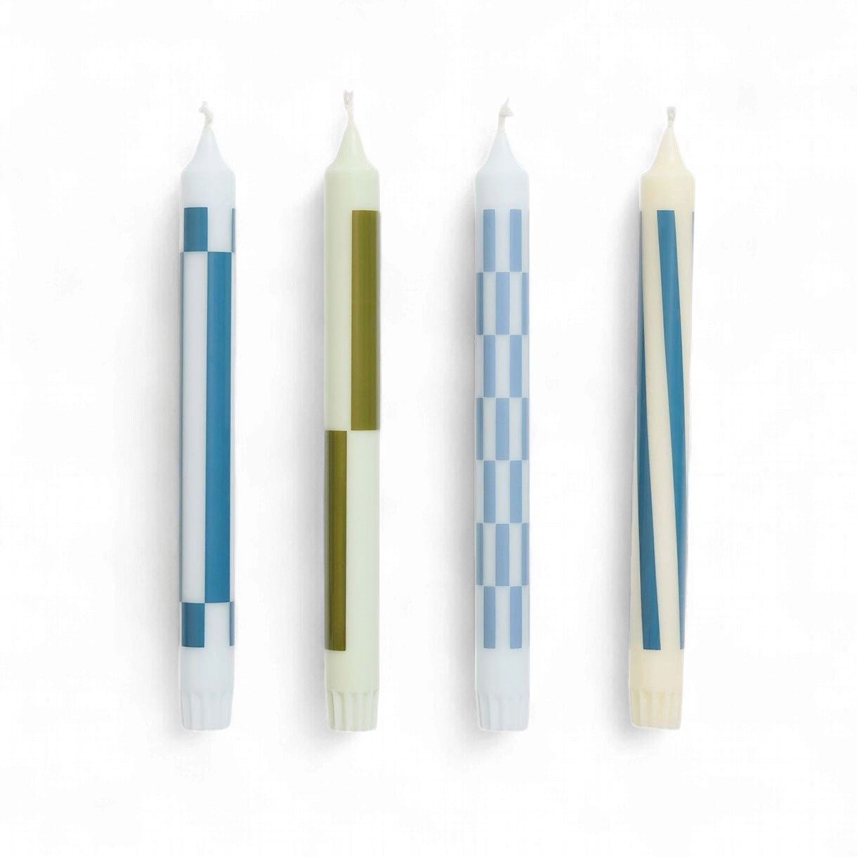 HAY Pattern Candle Green &amp; blues (4 x)