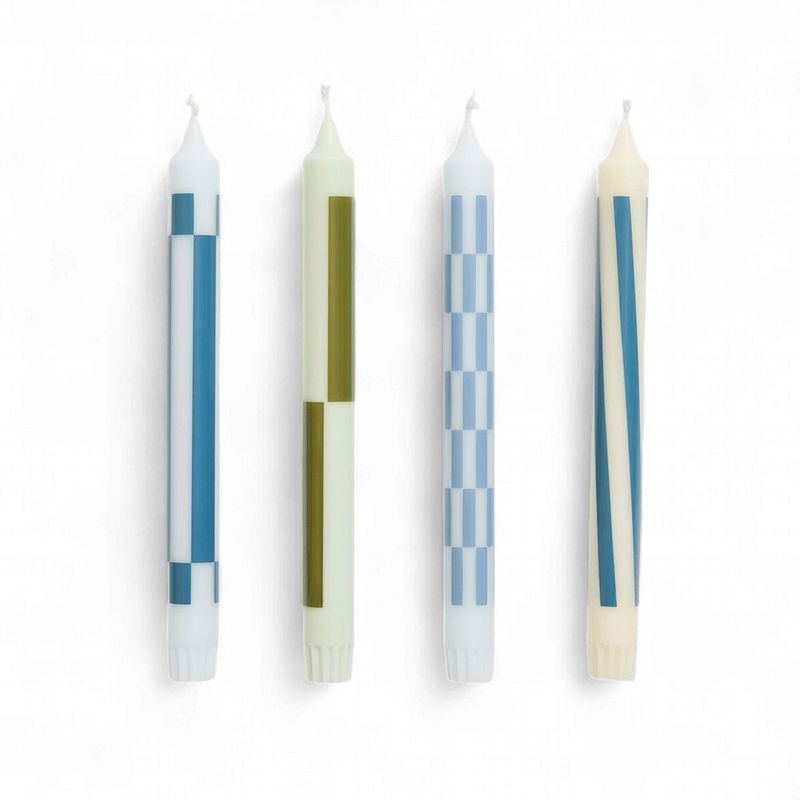 HAY Pattern Candle Green &amp; blues (4 x)