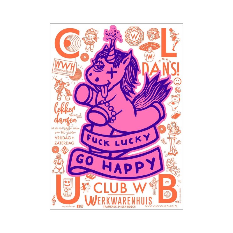 Studio Boot Poster - Fuck lucky Go happy